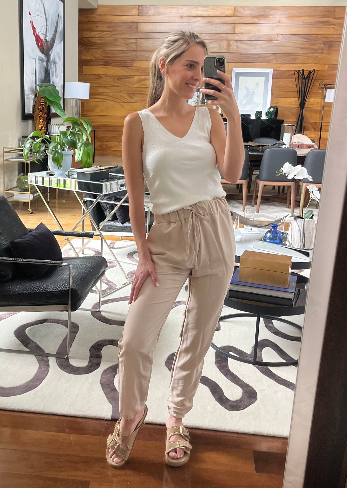 Pantalón de maternidad y postparto beige CH