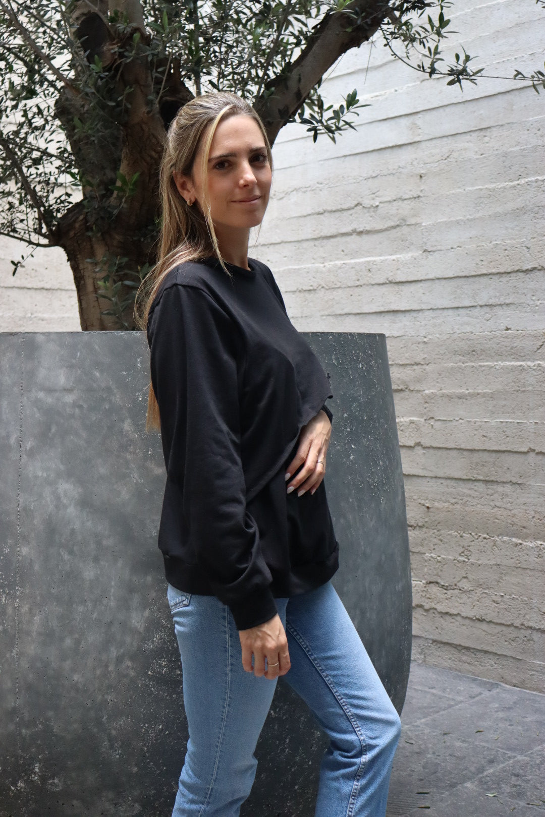 Blusa de lactancia y maternidad , gloria negro algodón