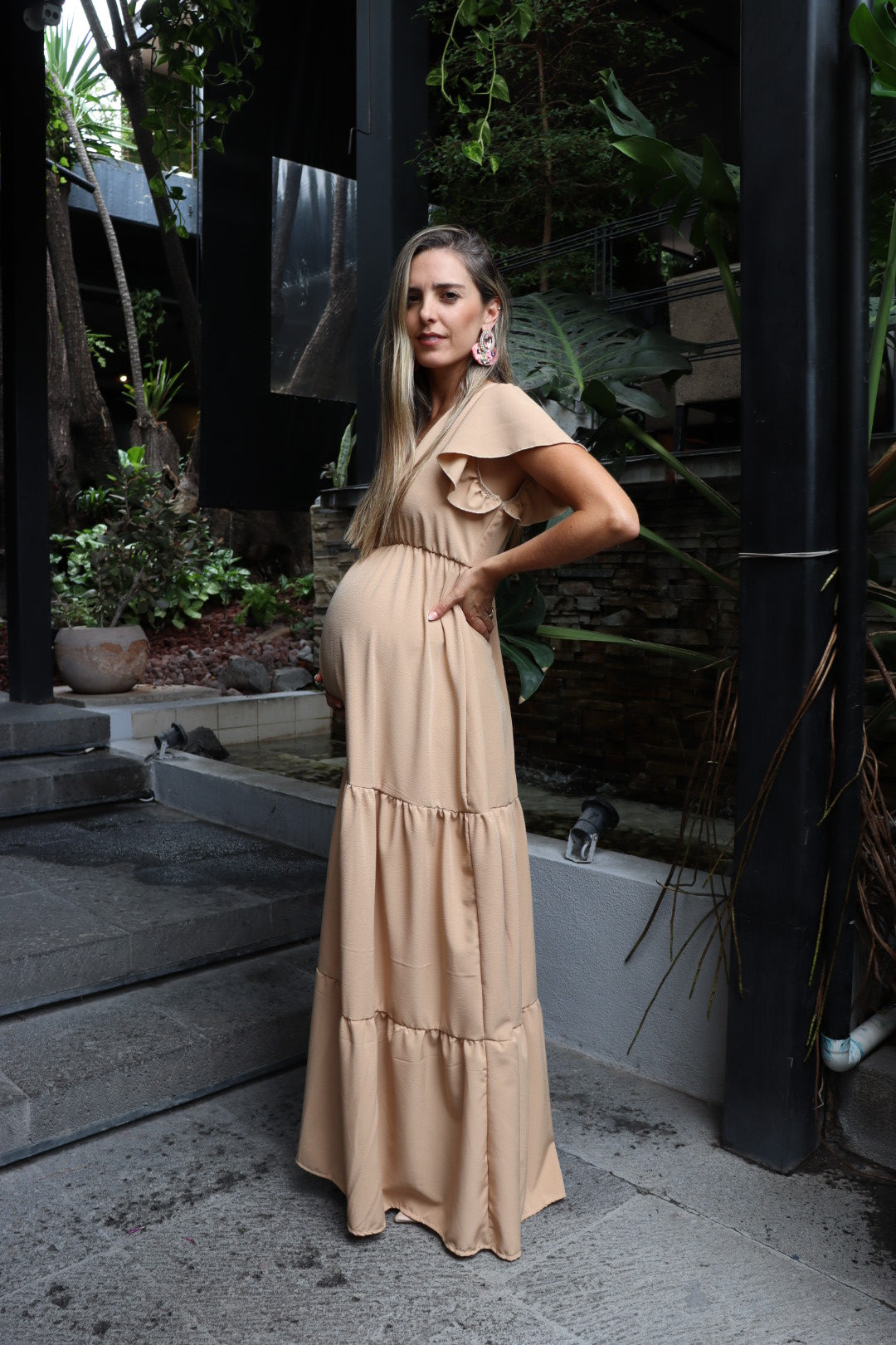 Vestido de maternidad Sofia Dalia beige madrid