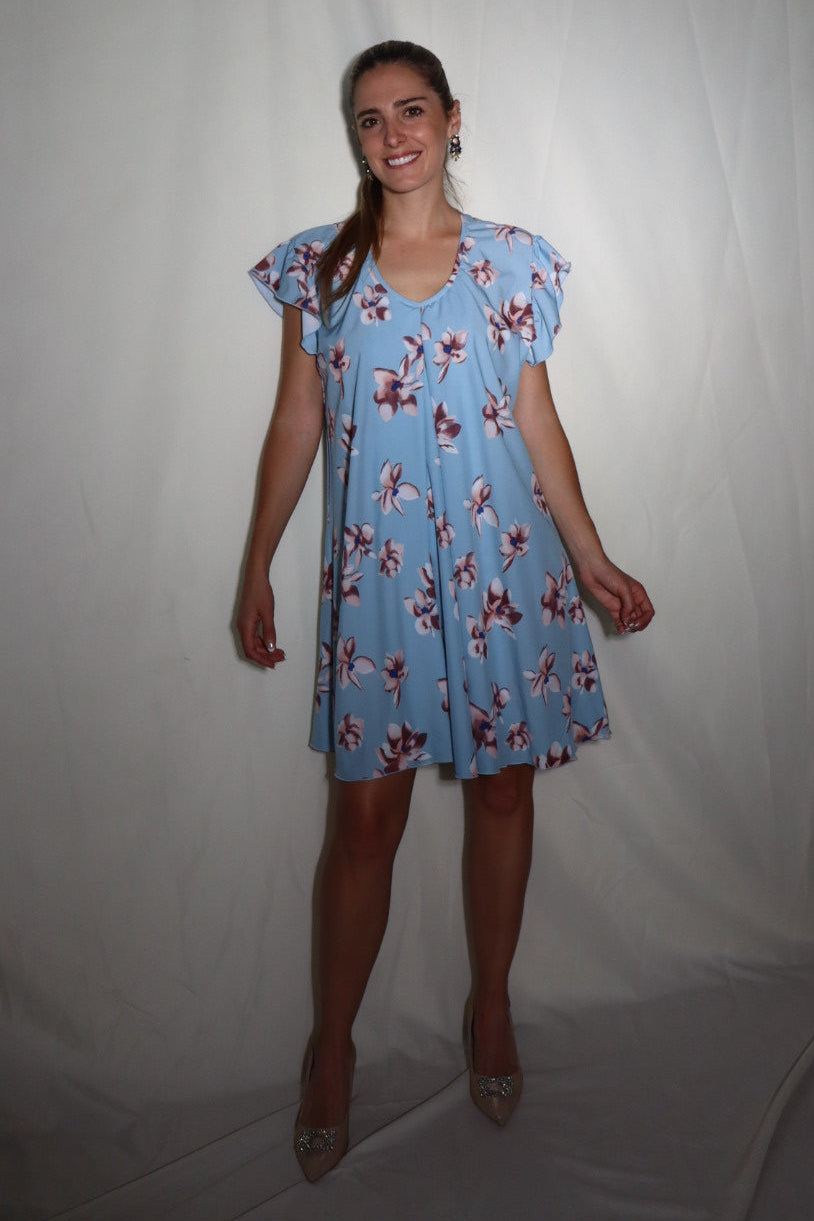 Vestido de maternidad y lactancia, Bertha gris flores intensas G