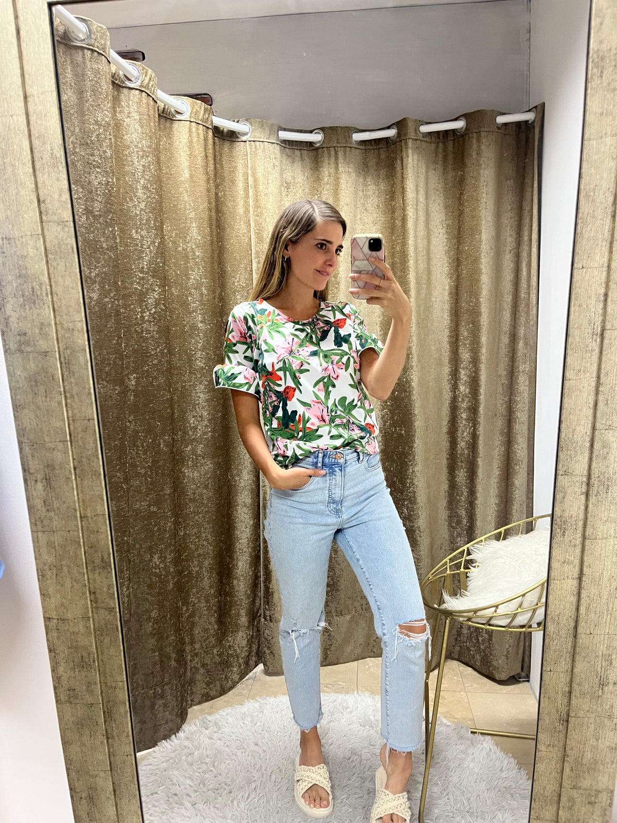 Nursing blouse, Georgina white flowered