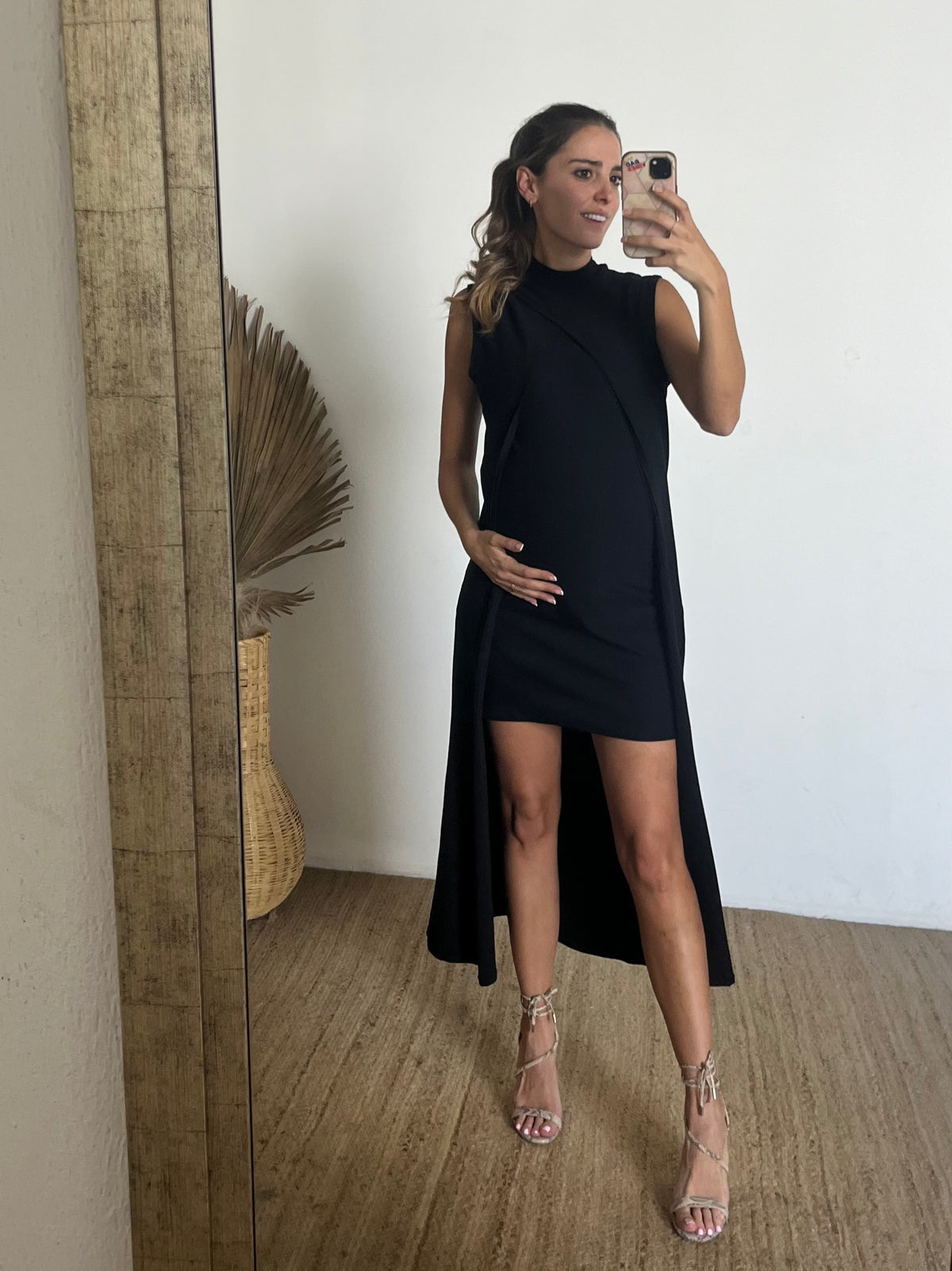Vestido Elena algodon negro de maternidad
