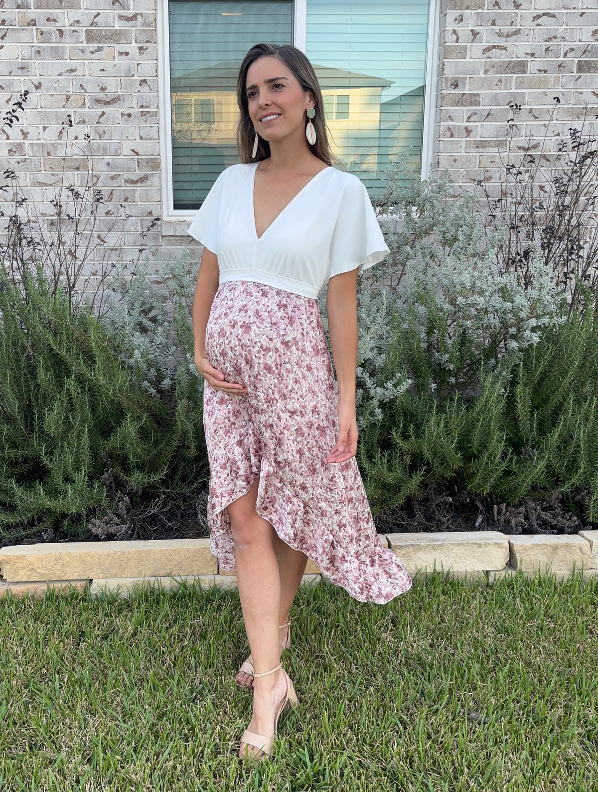 Maternity dress, Love Carlota white watercolor