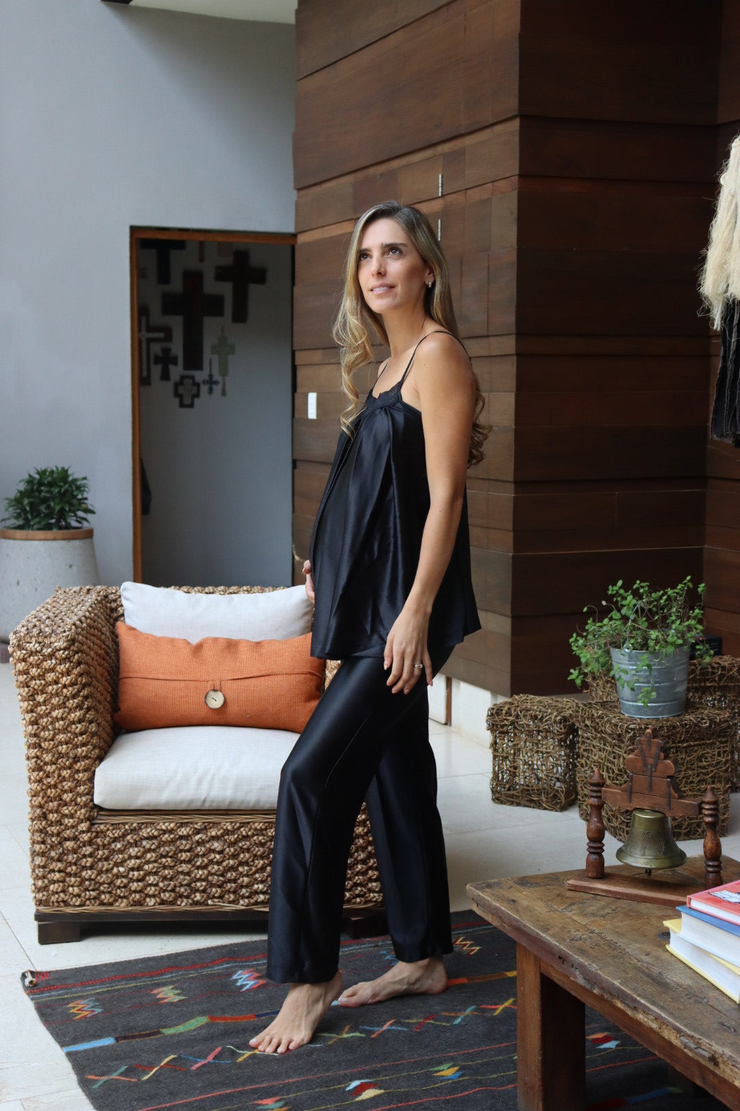 Pijama Conjunto de maternidad y lactancia negra