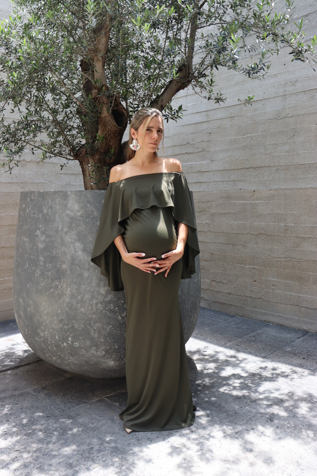 Vestido de maternidad Amparo, verde olivo Licra CH