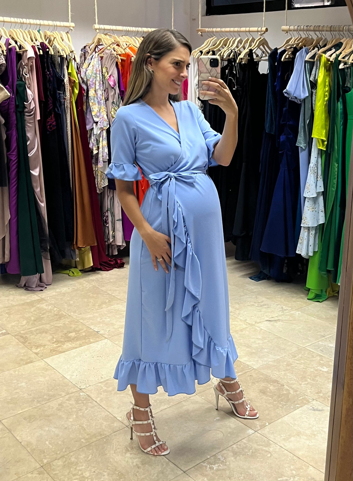 Maternity dress, Ursula blue madrid