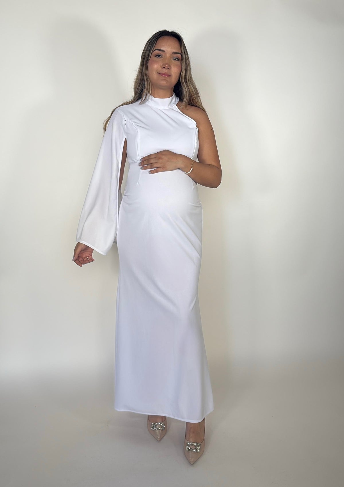 Vestido Carola con cierre de lactancia, blanco largo G