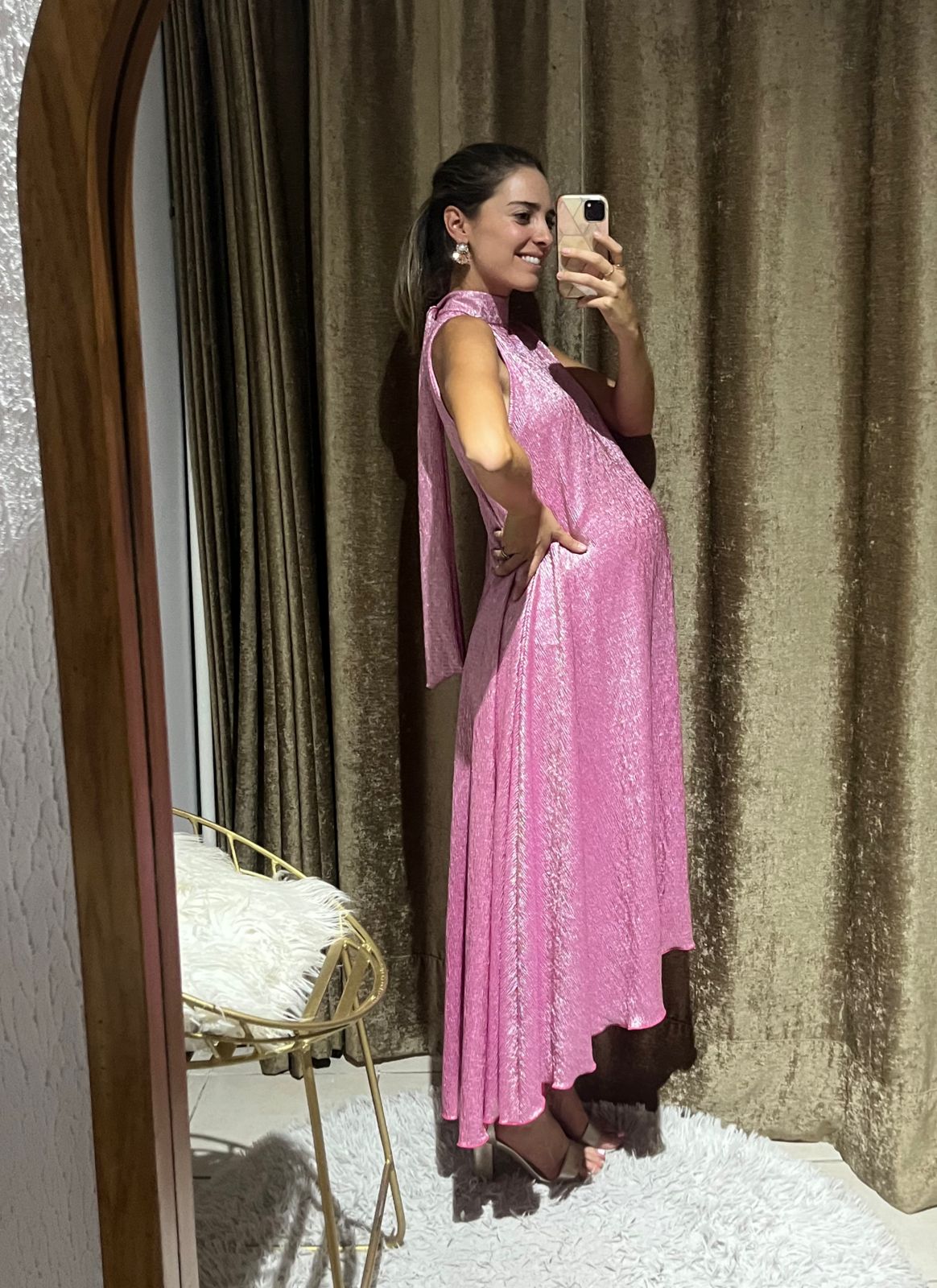 Vestido de maternidad Sonia, rosa brilloso (XG)