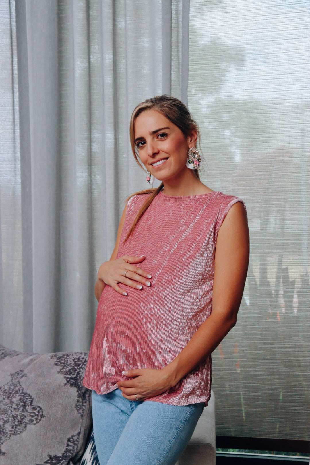 Blusa maternidad, Mayte rosa claro terciopelo