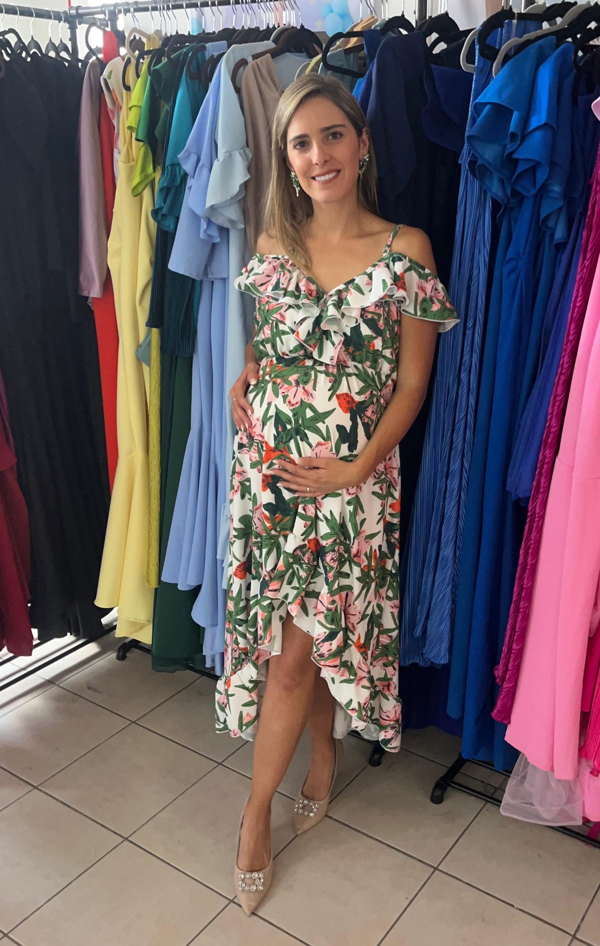Maternity dress, Carlota flowery white
