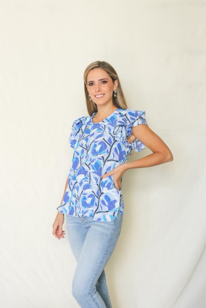 Blusa de lactancia, Diana mangas adri azul tallos