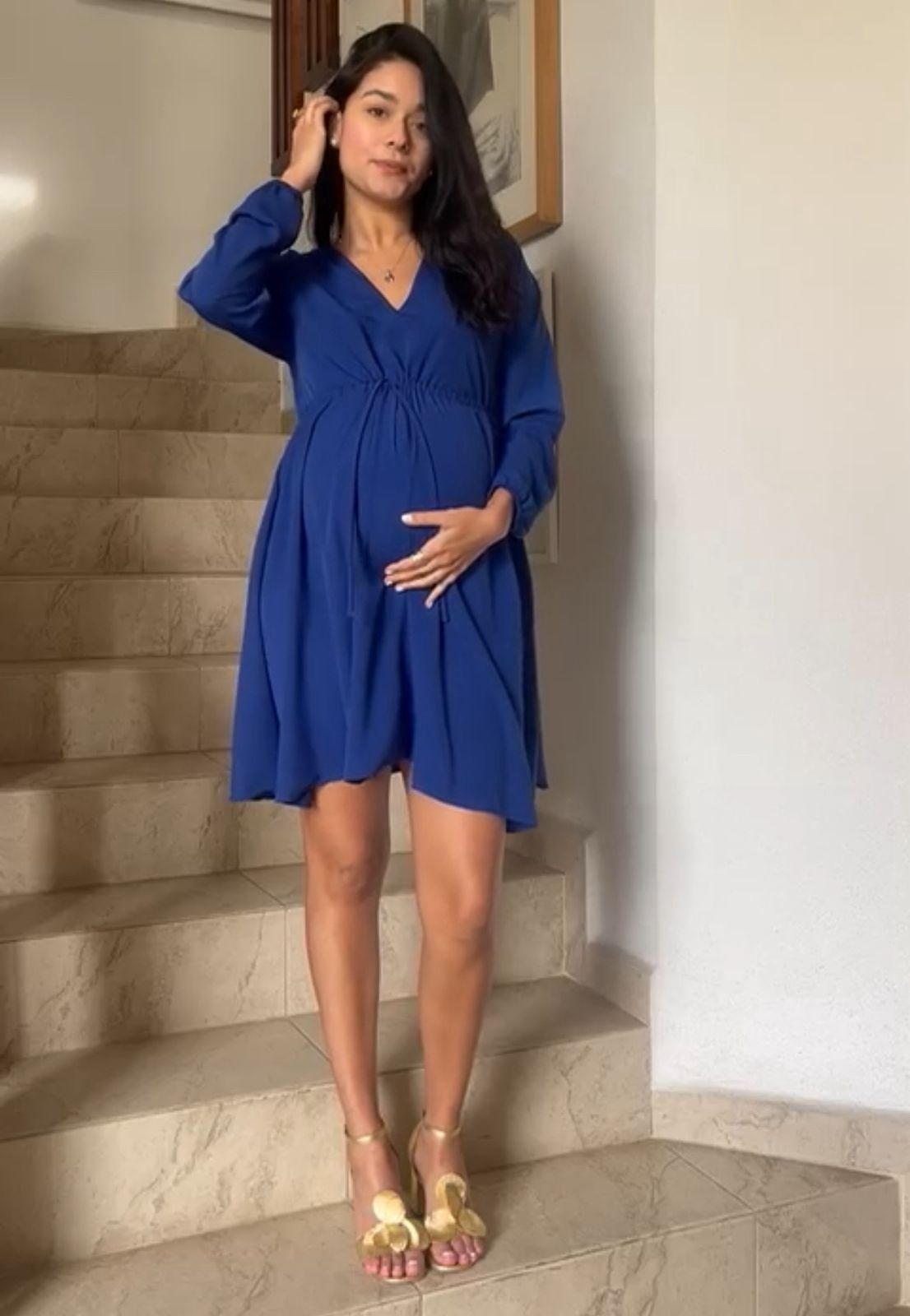 Vestido de maternidad, Sofia azul rey mangas largas