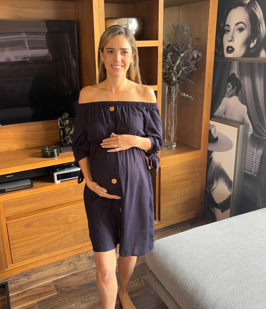 Winter maternity dress, blue SM