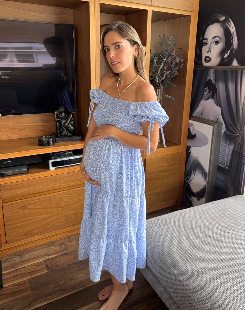 Winter maternity dress, blue SM