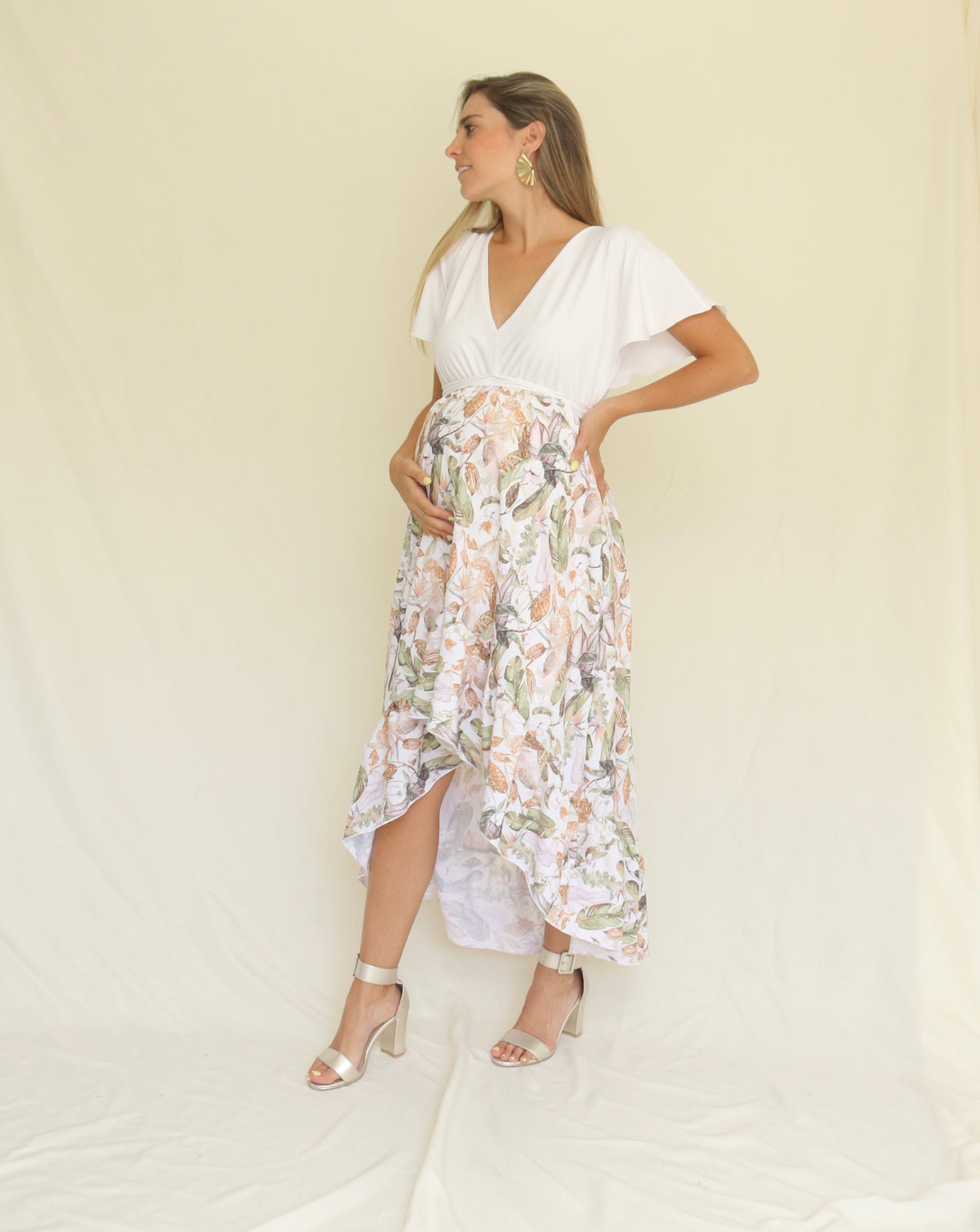 Maternity dress, Love Carlota white watercolor