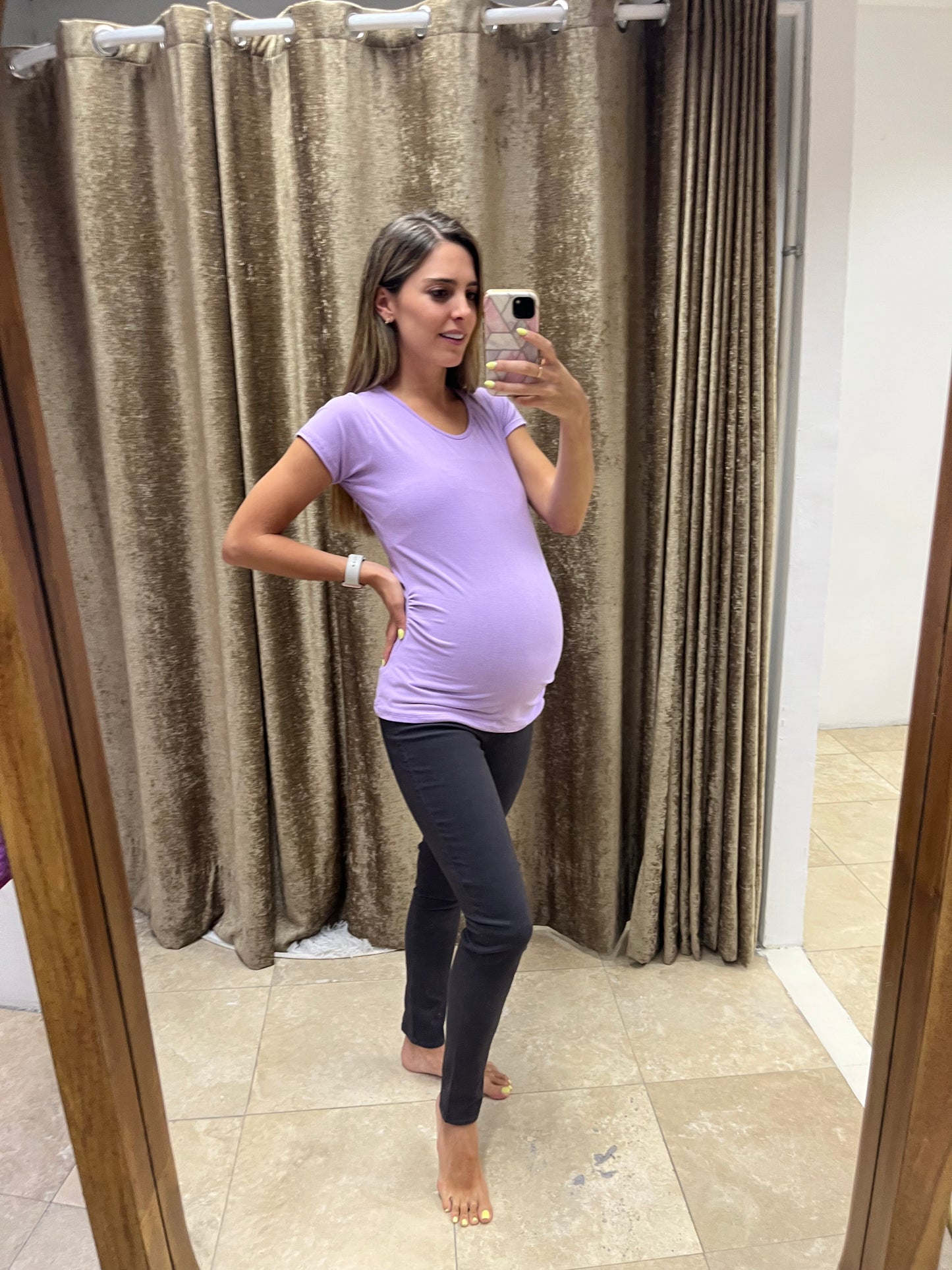Lilac cotton maternity blouse