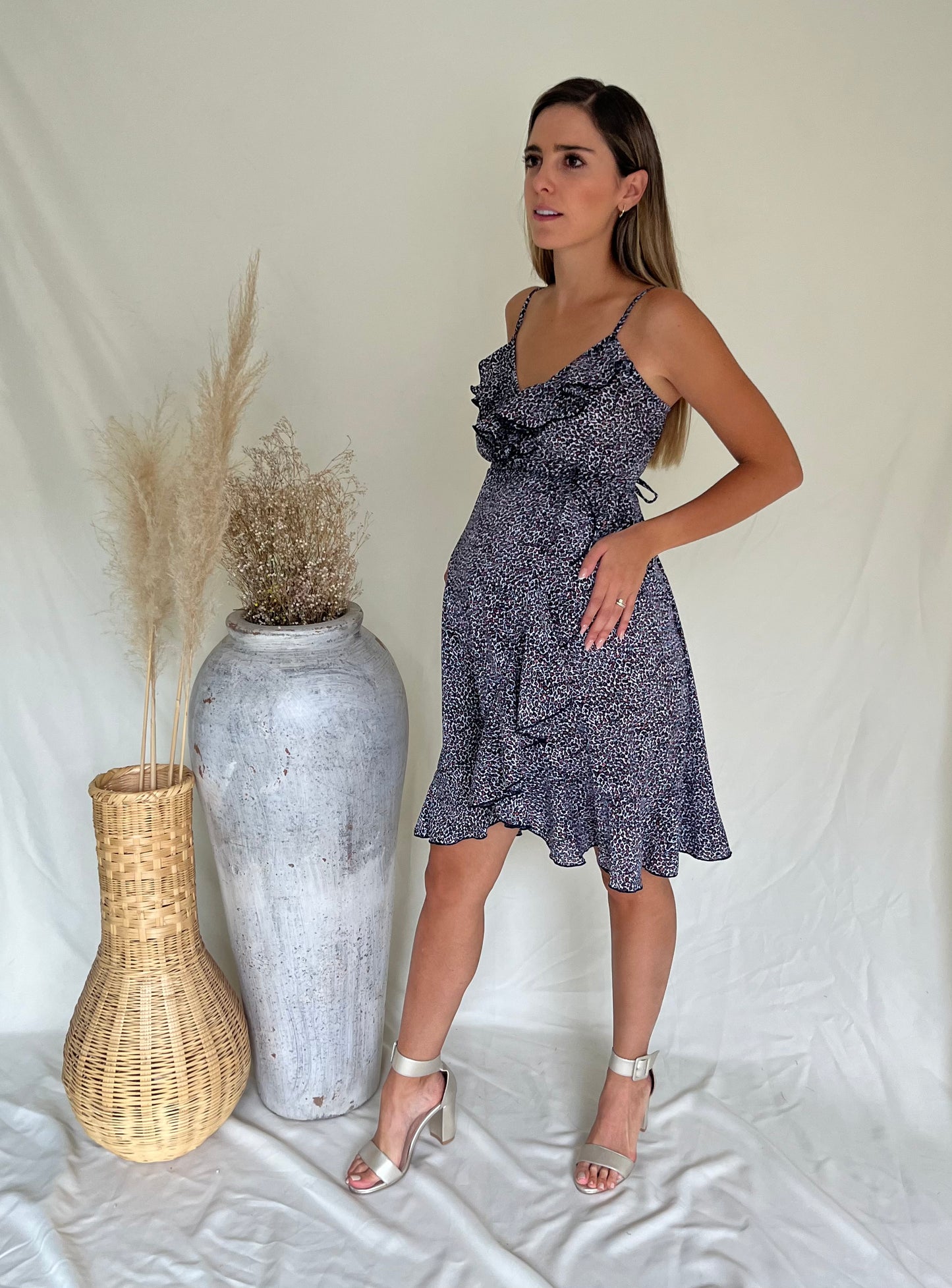 Sarah maternity dress, little pink and yellow flowers