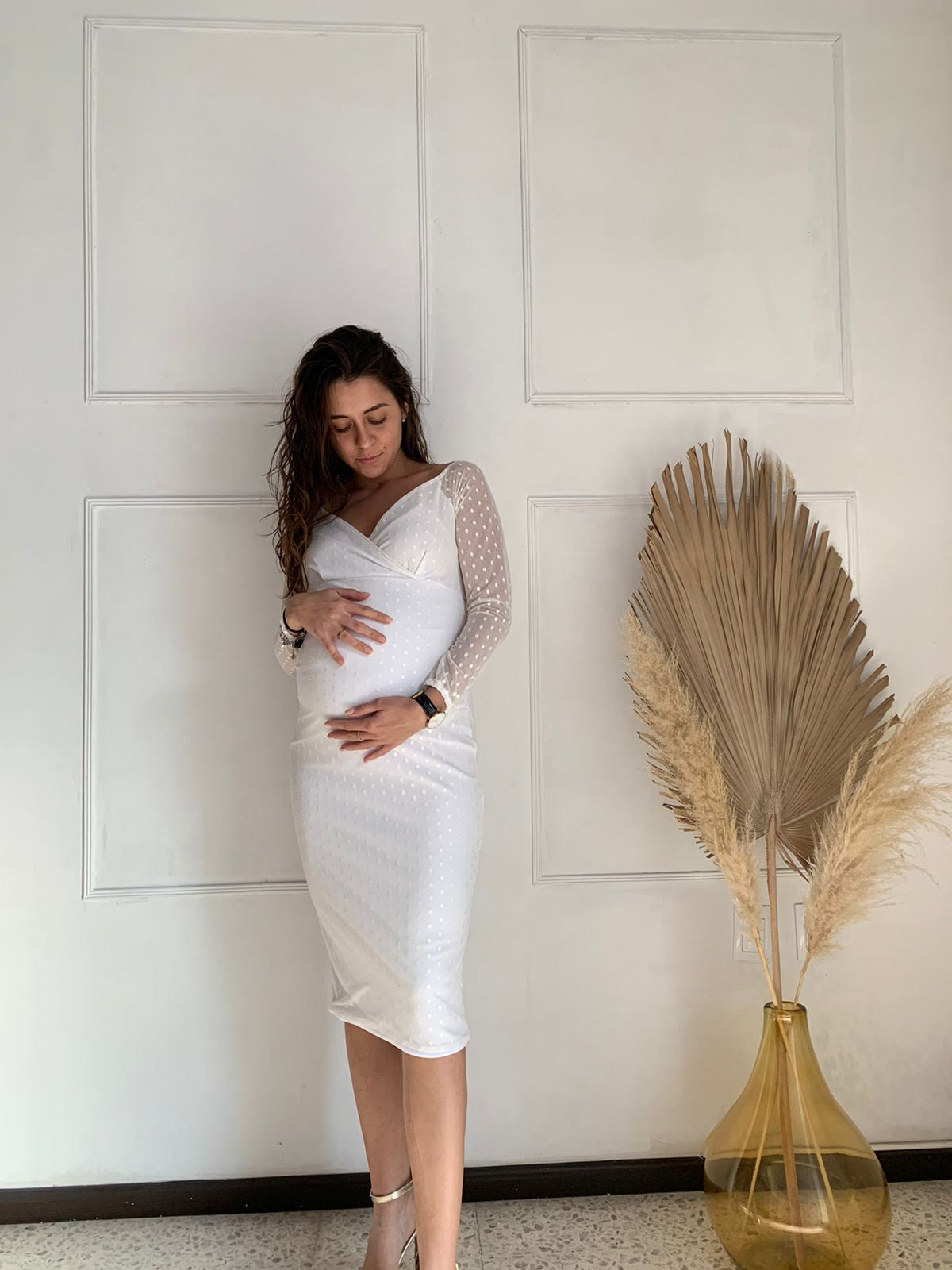Maternity dress RittaYuridia, white balls