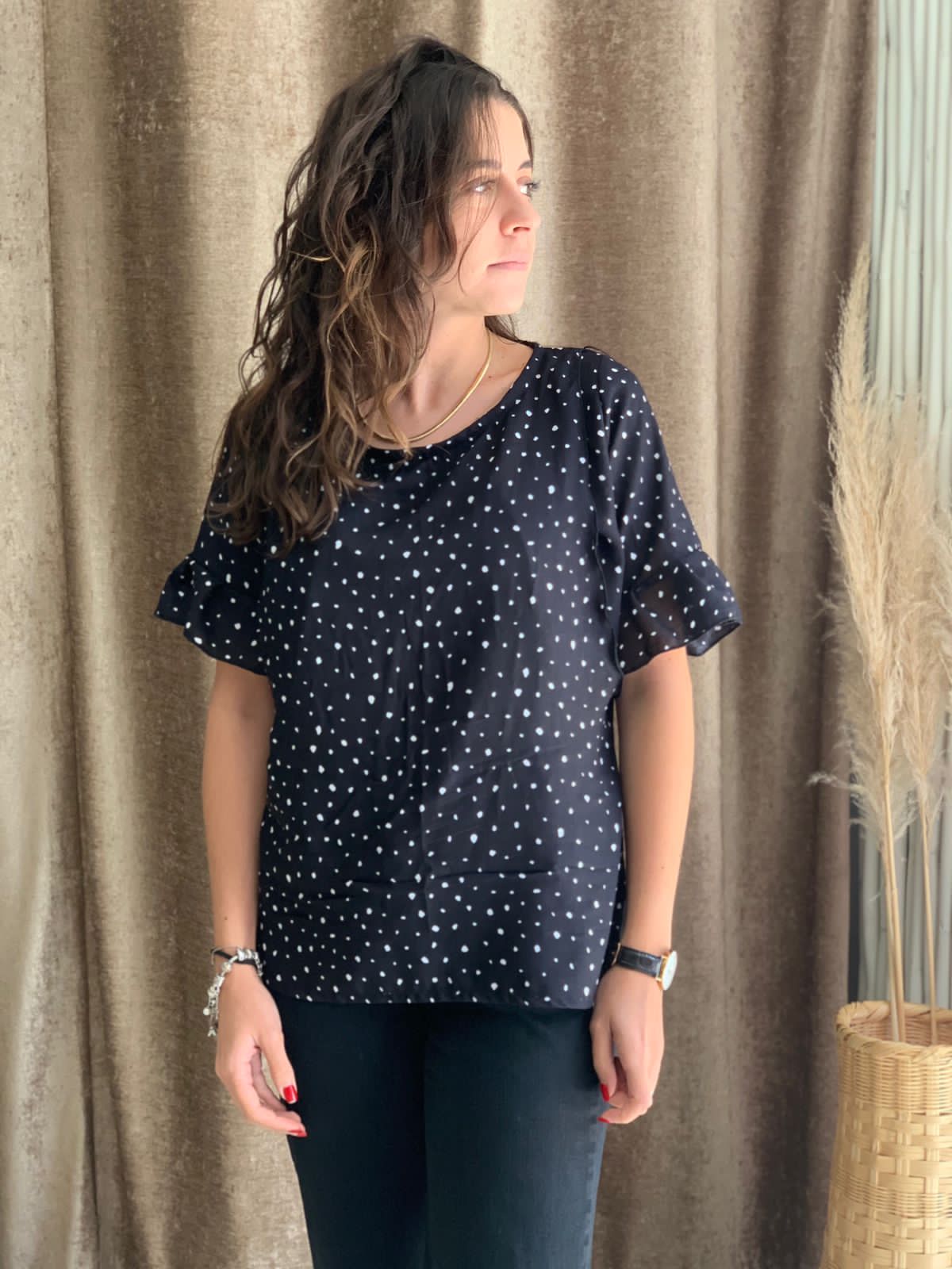 Nursing blouse, Georgina black dots