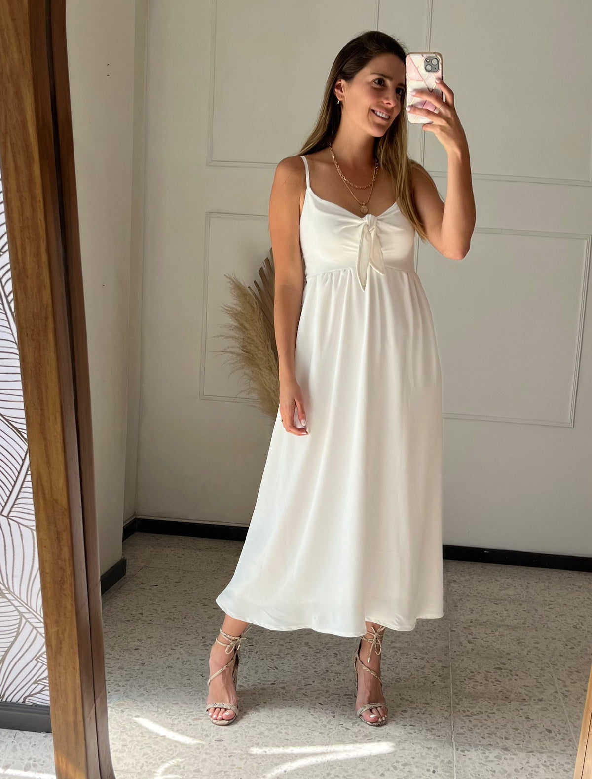 Manuela maternity and nursing dress, long white
