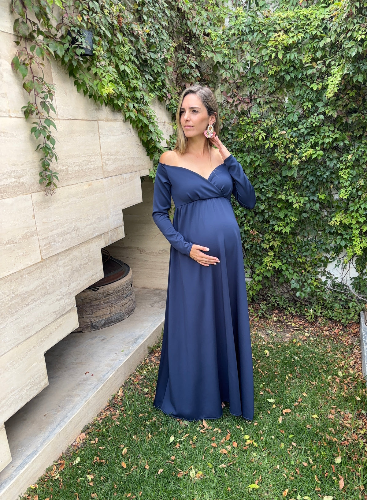 Vestido de maternidad sesión Alberta azul marino neopreno