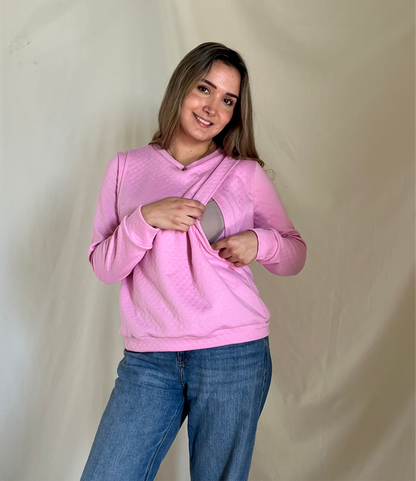 Sudadera de lactancia, rombos Cassandra rosa