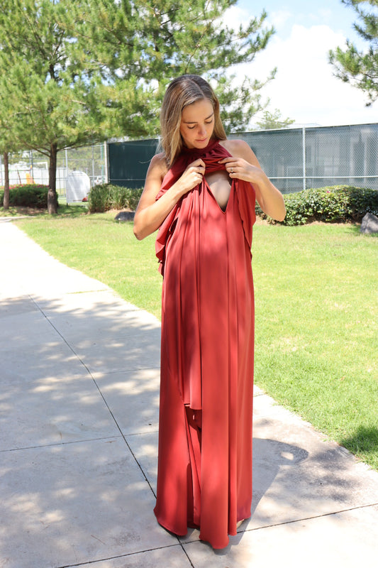 Vestido Ariel de maternidad y lactancia óxido