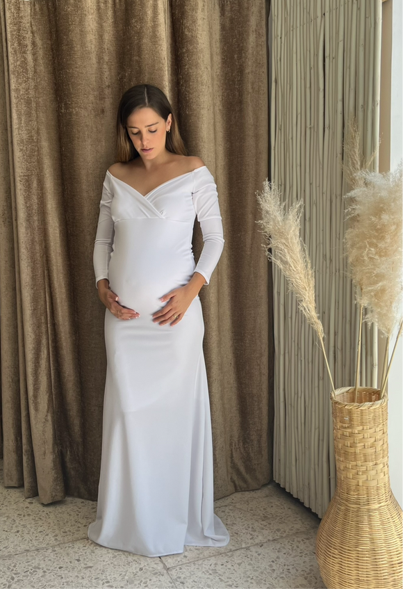 Vestido de maternidad sesión, Ritta blanco CH y M