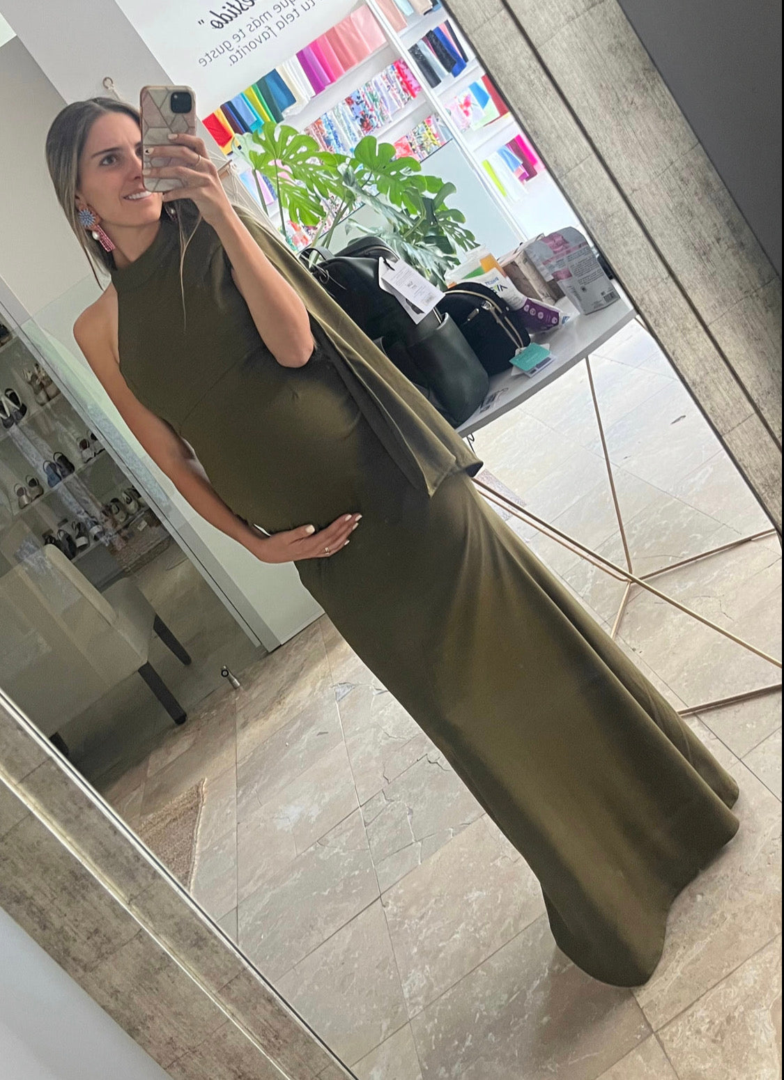 Vestido de maternidad Carola, verde olivo Ponti Roma