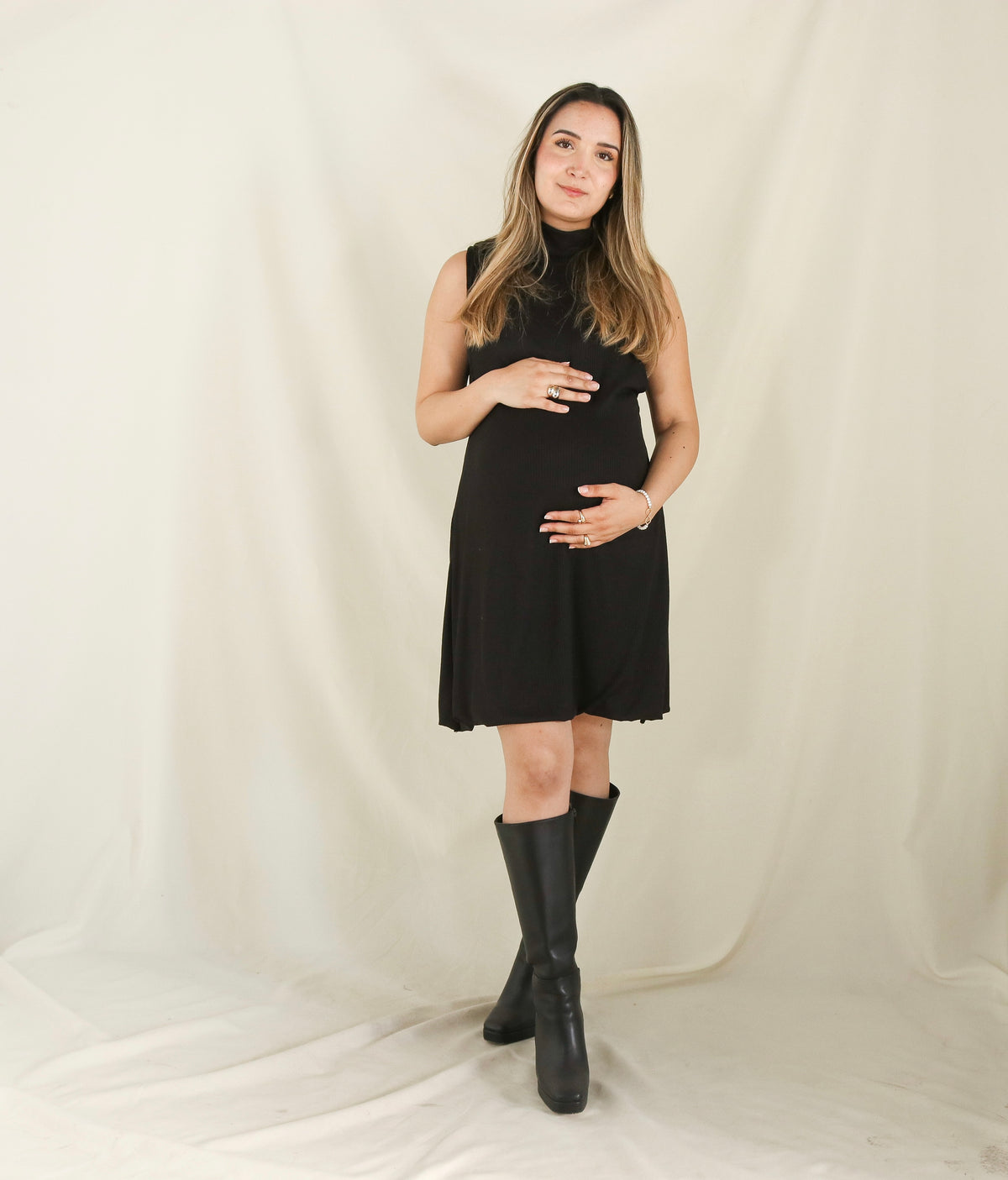 Maternity Dress, Black Turtleneck Sleeveless