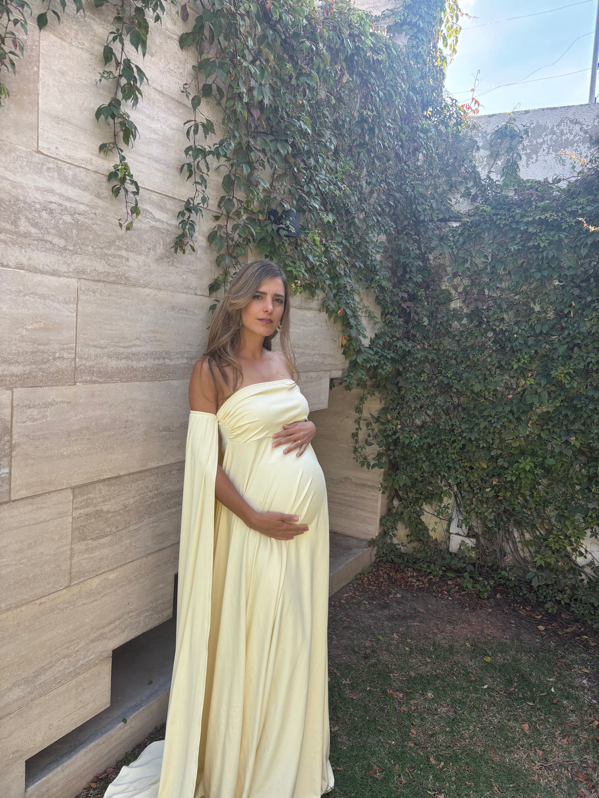 Vestido de maternidad Leonor, amarillo claro cali licra