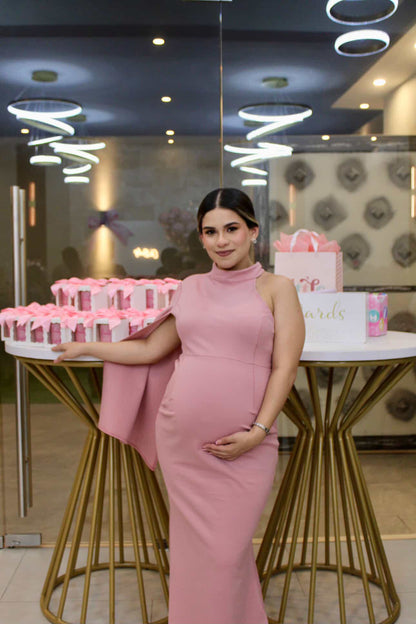 Vestido de maternidad Carola, rosa fuerte Ponti Roma largo