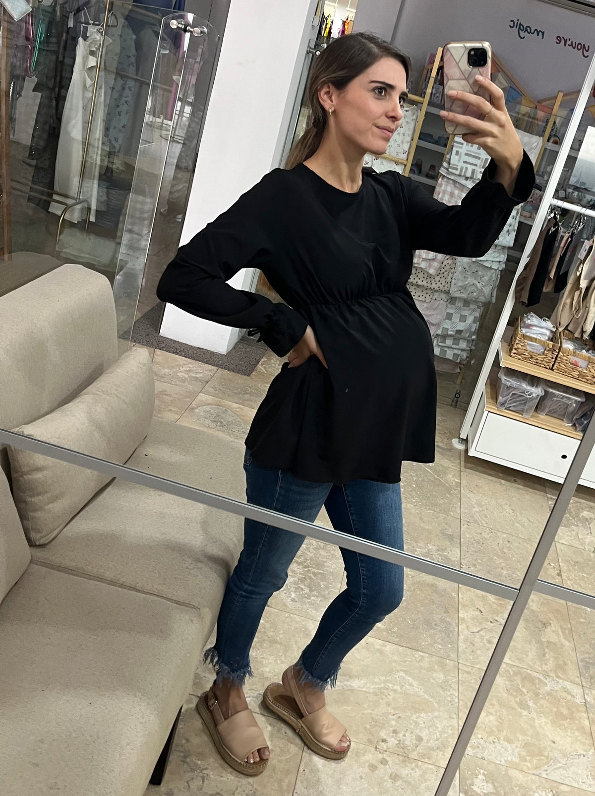 Maternity blouse, Anna black