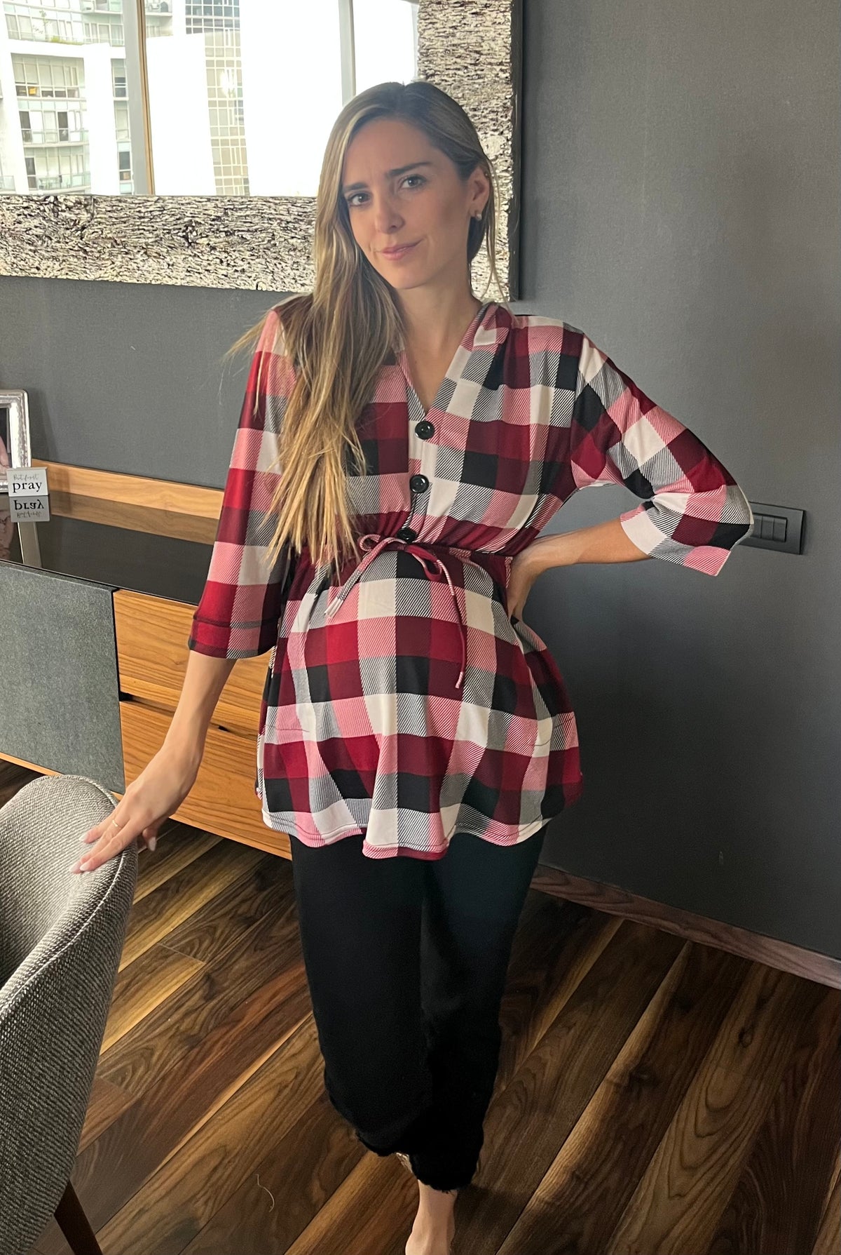 Blusa de Maternidad Unitalla cuadros
