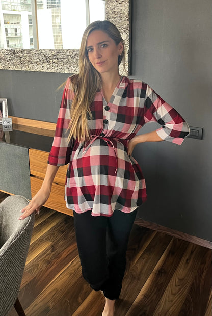 Blusa de Maternidad Unitalla cuadros