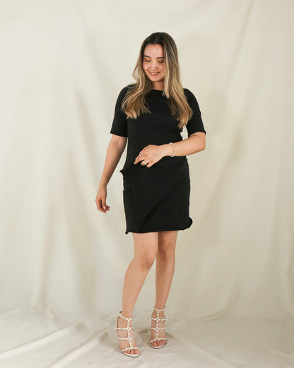Vestido de maternidad y lactancia negro, Belinda Algodón (M y XG)