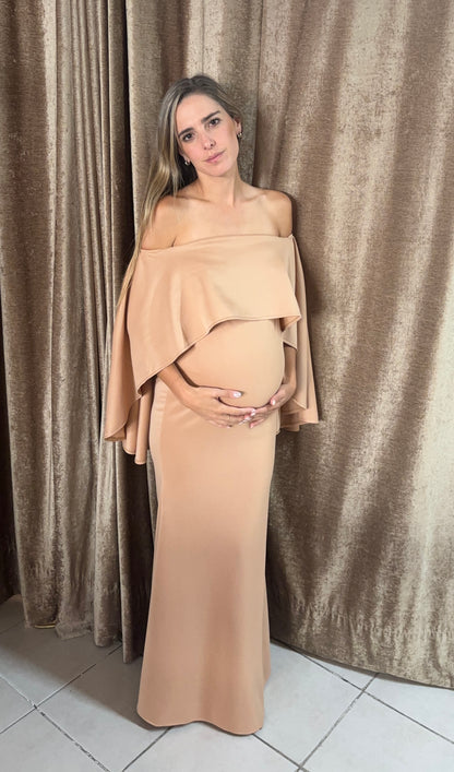Vestido de maternidad Amparo, beige