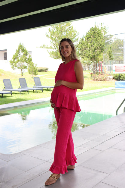 Conjunto de maternidad Imelda, rosa Barbie corrugado