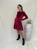 Vestido de maternidad, vino terciopelo rayas Gaby