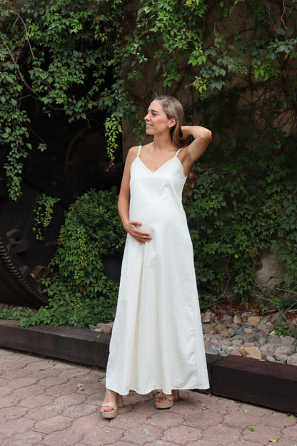 Vestido de maternidad, tirantes danusha Ivory textura