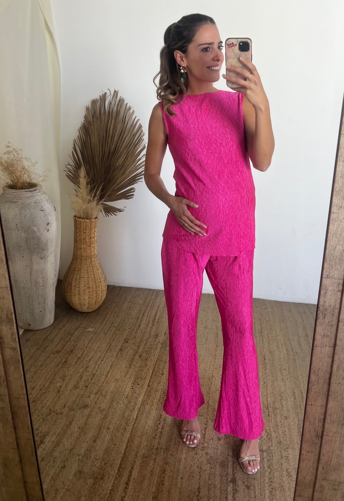 Conjunto de maternidad Mayte, rosa intenso corrugado CH