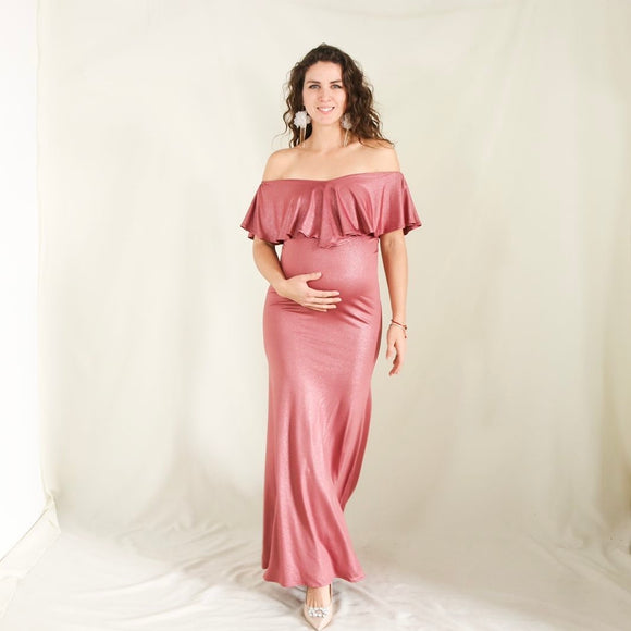 Vestido de maternidad Ana Luisa rosa claro brilloso licra CH