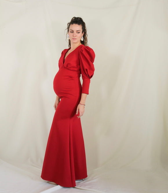 Vestido maternidad Yuridia rojo ponti roma