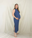 Vestido de maternidad Leslie, azul corrugado