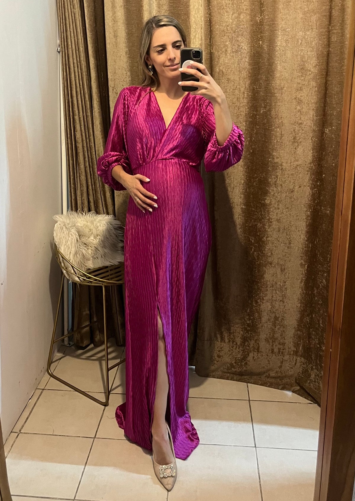 Vestido de lactancia y maternidad, Zara/Love mulberry corrugado CH y M