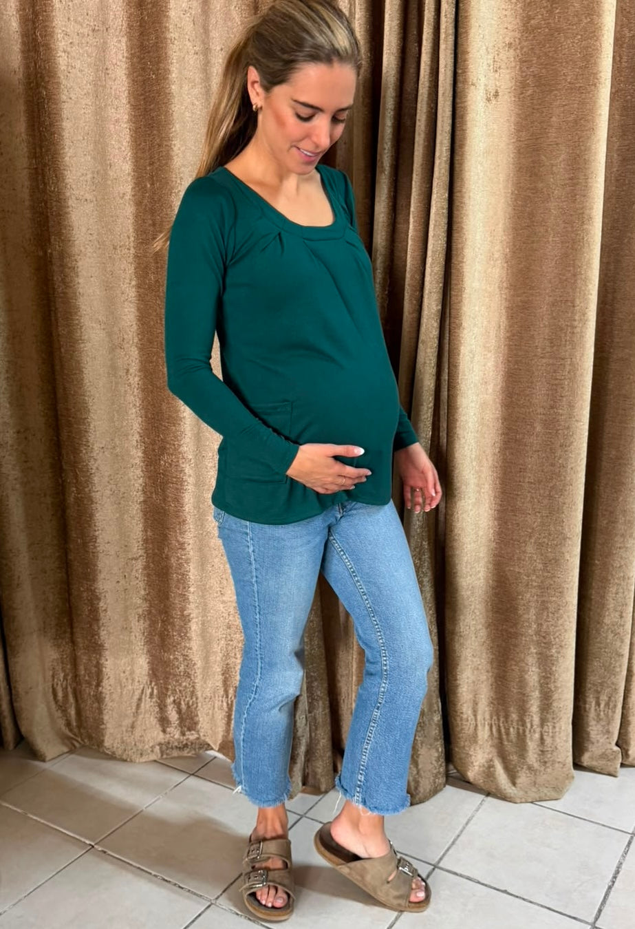 Blusa maternidad verde oscura