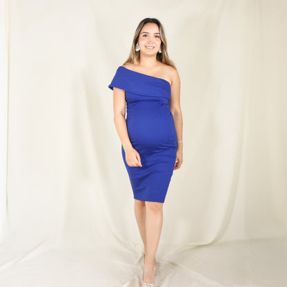 Vestido de maternidad María José azul imperial sin olan