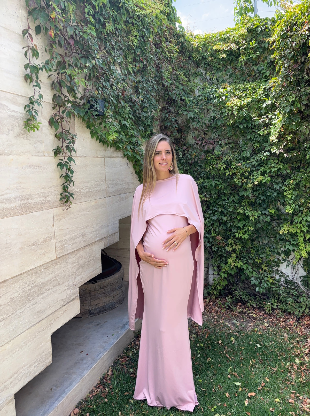 Vestido de maternidad Aline, rosa polvo licra
