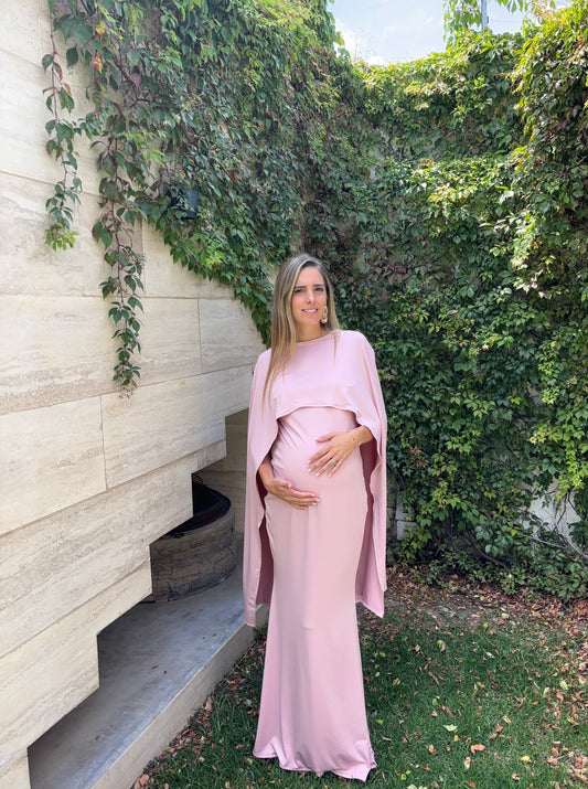 Vestido de maternidad Aline, rosa polvo licra