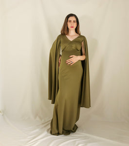 Vestido de maternidad Eliana, verde olivo neopreno